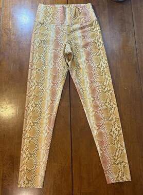 Beach Riot Ayla Leggings Womens M Gold Pink Snakeskin Python High Waist